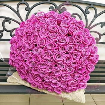 Букет Розовые розы Эквадор 101 шт (50 см) код товара  199928